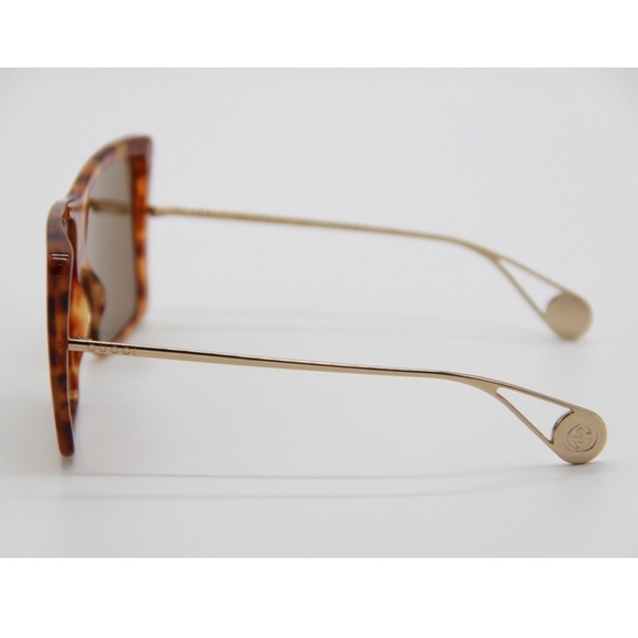 NEW GG0434S 003 GUCCI SHIELD SUNGLASSES GG 0434A HAVANA GOLD - Picture 5 of 11